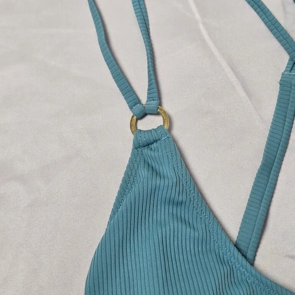 Time & Tru Women's Swimsuit L/G (12-14) Bluish Grey One Piece
